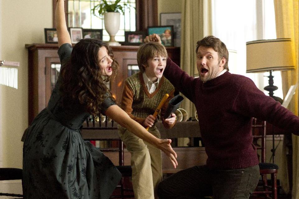 This film image released by Disney shows, from left, Jennifer Garner, CJ Adams, and Joel Edgerton in a scene from "The Odd Life Of Timothy Green." (AP Photo/Disney, Phil Bray)