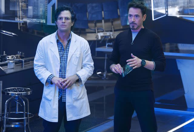 <p>Walt Disney Pictures</p> Mark Ruffalo (left) and Robert Downey Jr. in 'Avengers: Age of Ultron'