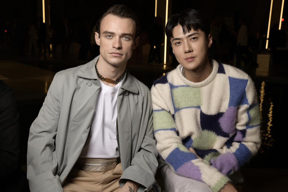 Thomas Doherty and Sehun at the Dior Tears unveiling in Cairo.