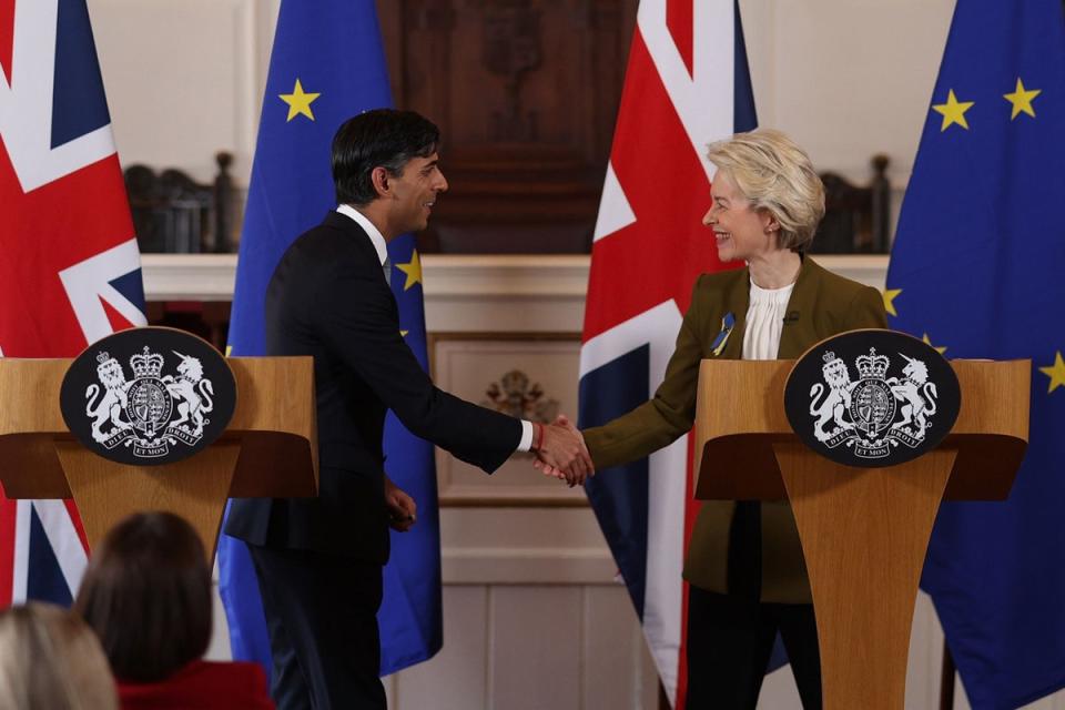 Rishi Sunak and EU Commission president Ursula von der Leyen agreed the Windsor Framework (PA Wire)