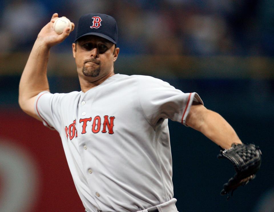 Boston Red Sox pitcher Tim Wakefield in a game against Tampa Bay in 2007. Wakefield died Oct. 1 after a battle with cancer. He was 57.