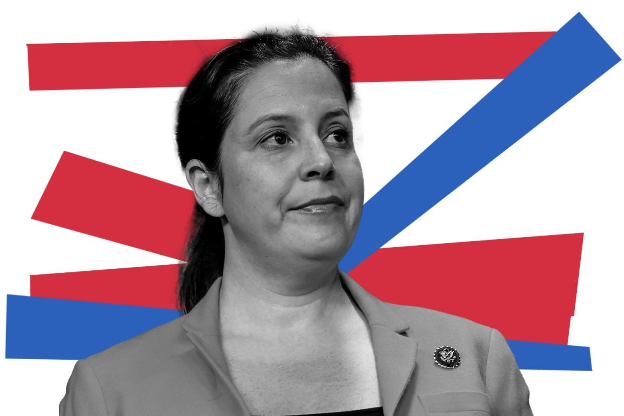 Elise Stefanik looks pugnacious.