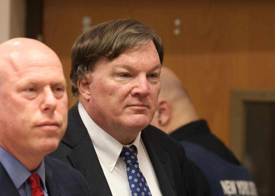 Rex Heuermann appears in court  with his attorney Michael Brown at Suffolk County Court in Riverhead, N.Y., on Tuesday, Jan. 16, 2024. (James Carbone / Pool)
