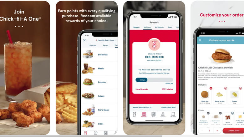 Chick-fil-A app screenshots