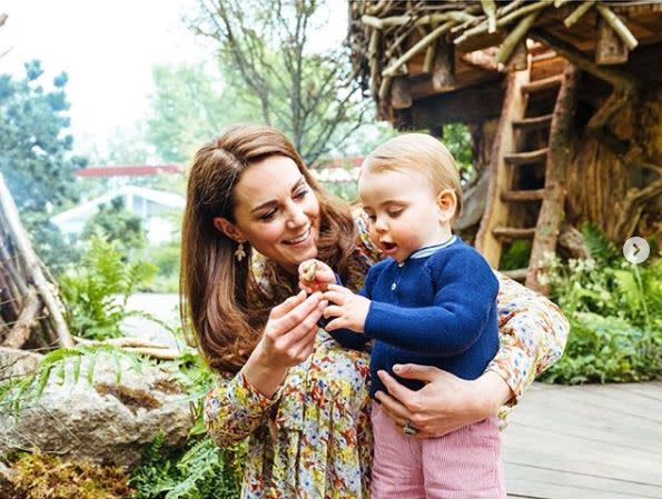 The Cambridges also shared snaps of Prince Louis and his siblings playing in Kate’s new garden at the Chelsea Flower Show. Photo: Instagram/kensingstonroyal