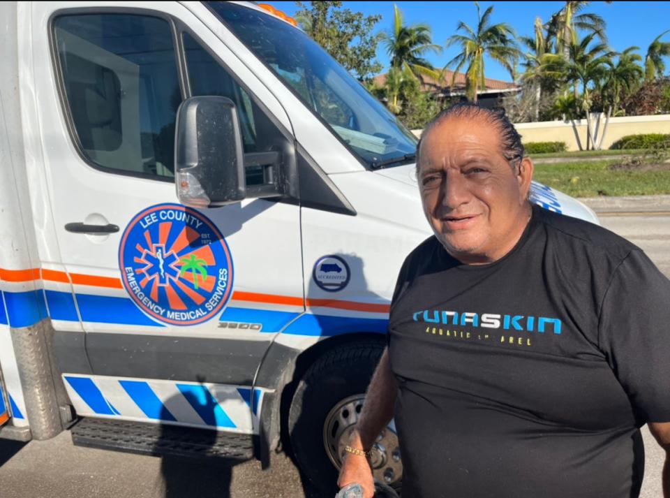 Fort Myers resident Charlie Saah, a dialysis patient, is pictured Friday morning, Sept. 30, after being stuck in his home. Saah couldn't receive treatments for four days as floodwater inundated his neighborhood  after Category 4 Hurricane Ian churned into Southwest Florida Wednesday.