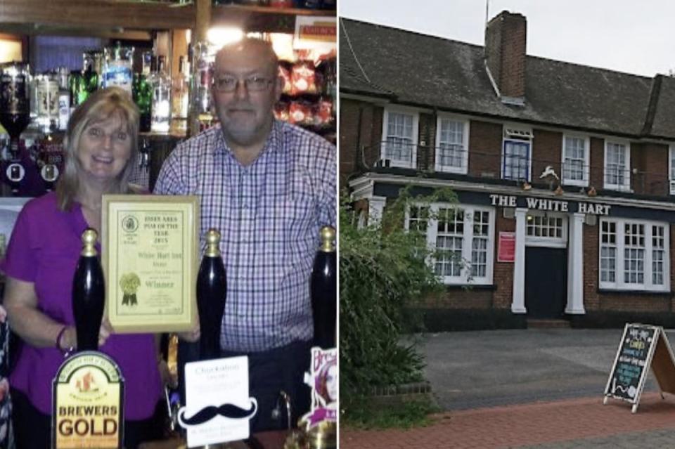 Benice Ryley and husband Chris had 15 golliwogs seized by police at the White Hart Inn in Grays, Essex (Facebook / Google )