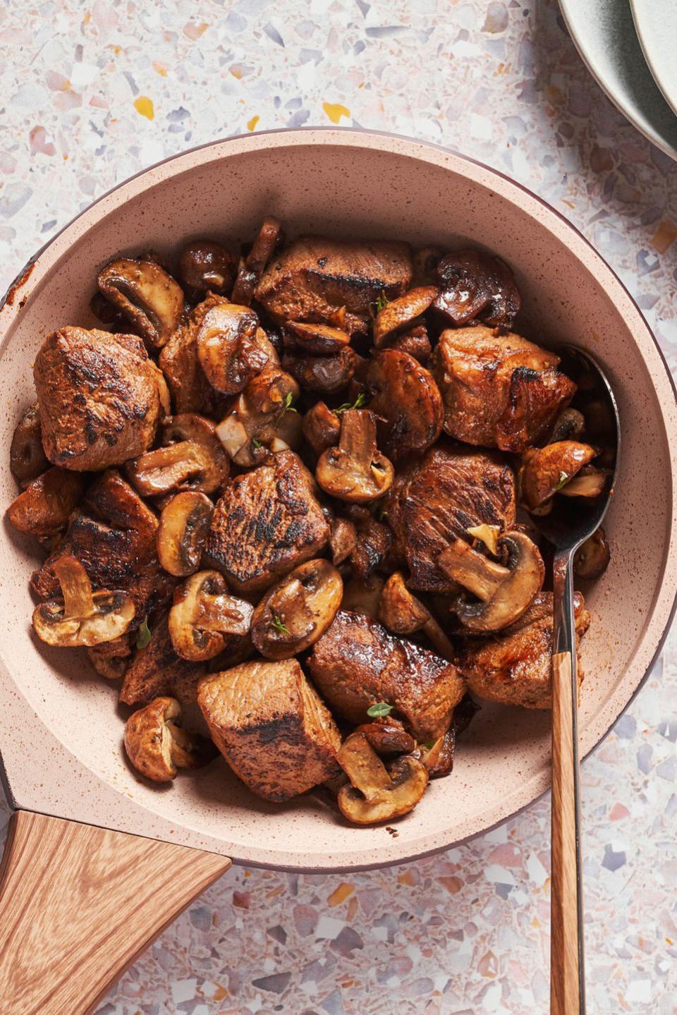 Garlicky Steak & Mushroom Bites