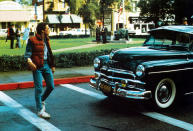 <p>Zemeckis and his team scouted towns in California to stand in for 1955 Hill Valley, but they ended up building the entire set on the Universal back lot. It took nine weeks to construct and was inspired by photos they found in <i>Life</i> and <i>Look</i> magazines. Some brands, like Good Year, paid for prominent placement on the main street, even if it was their old logos being displayed.</p>