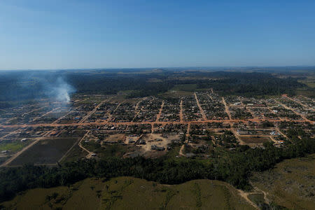 An aerial view shows Santo Antonio do Matupi district, located near the Transamazon Highway in Manicore, in the southern region of the state of Amazonas, Brazil, July 27, 2017. REUTERS/Bruno Kelly