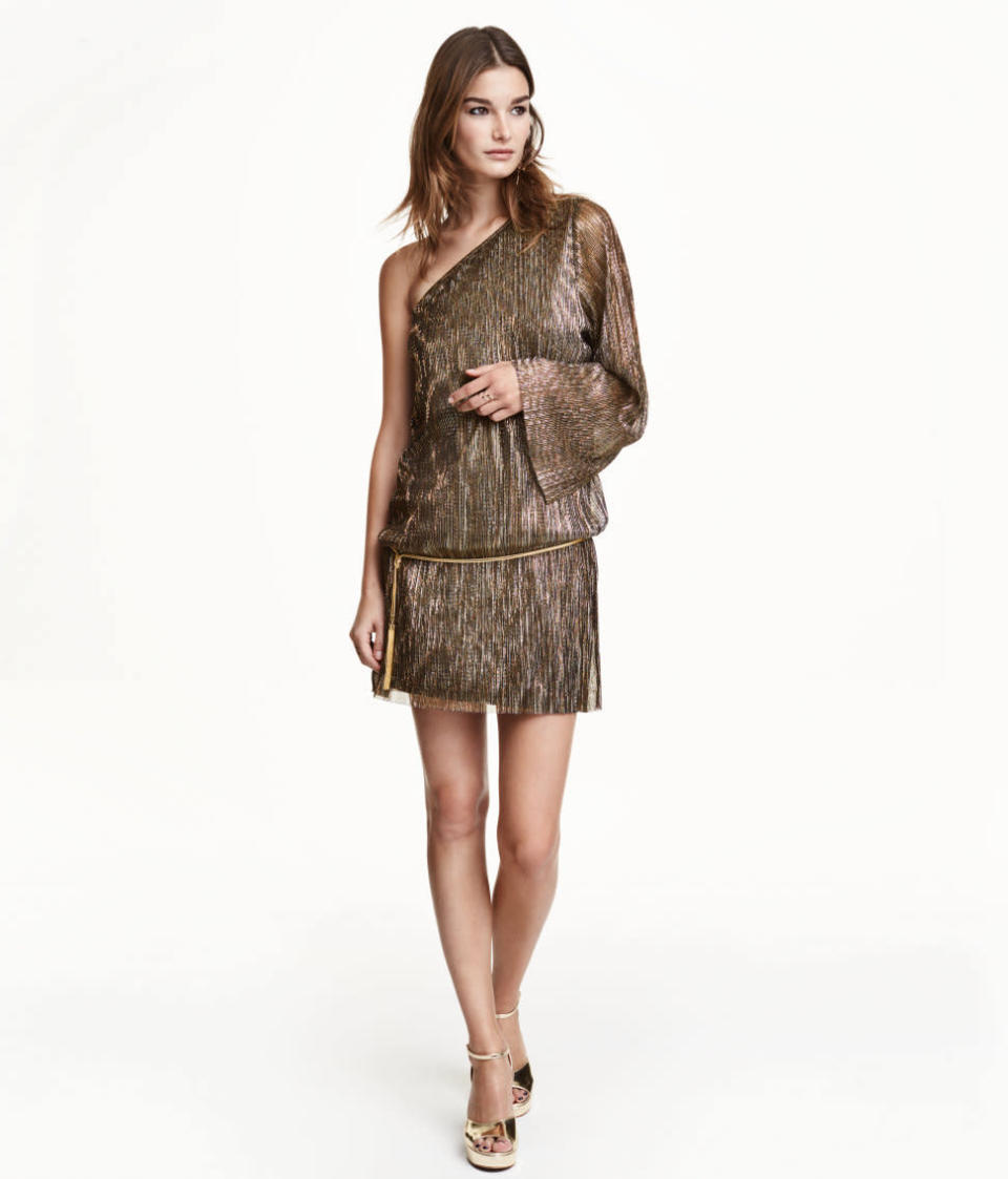 H&M Glittery One Shoulder Dress, $59.99 