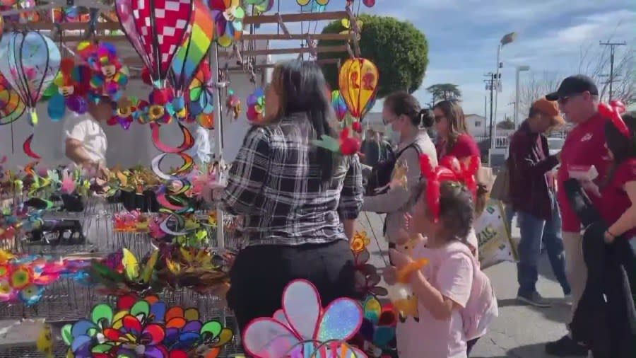 Attendees celebrating the Lunar New Year Festival in Monterey Park on Jan. 27, 2024. (KTLA)