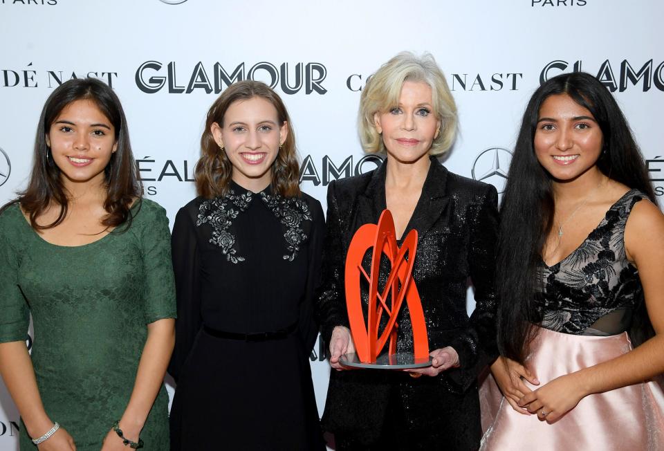 Xiye Bastida, Jane Fonda, Alexandria Villasenor and Jade Lozada (Dimitrios Kambouris/Getty Images for Glamour)