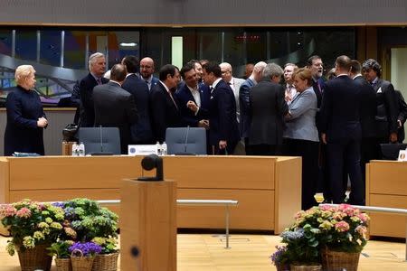 European Chief Negotiator for Brexit Michel Barnier and EU Head of States attend a EU summit in Brussels, Belgium April 29, 2017. Reuters/Eric Vidal