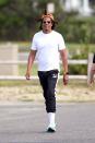 <p>JAY-Z goes jogging in a white tee and joggers in the Hamptons on July 26.</p>