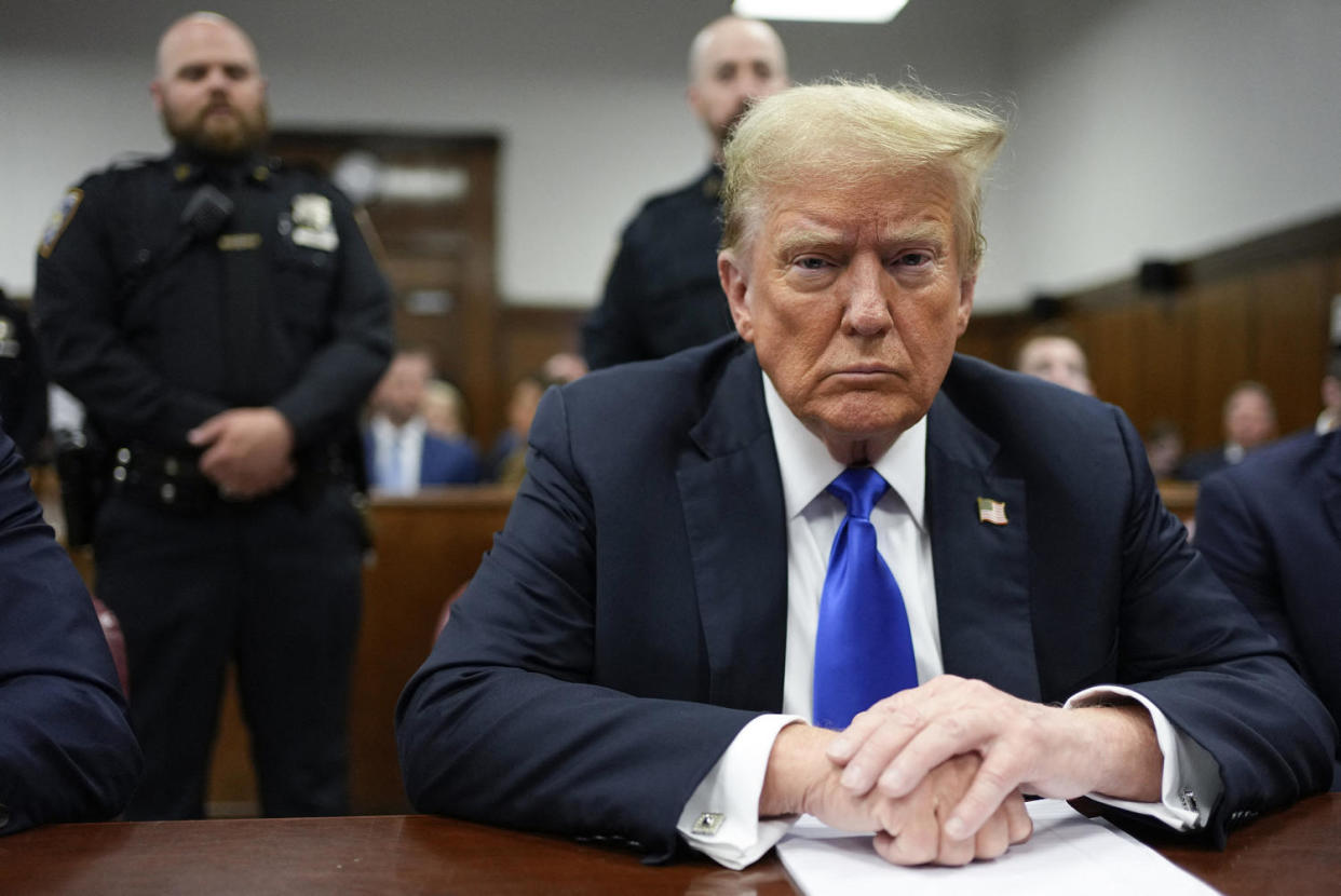 Former President Donald Trump attends his criminal trial at Manhattan criminal court on May 30, 2024.  (Seth Wenig / Pool via AFP - Getty Images)