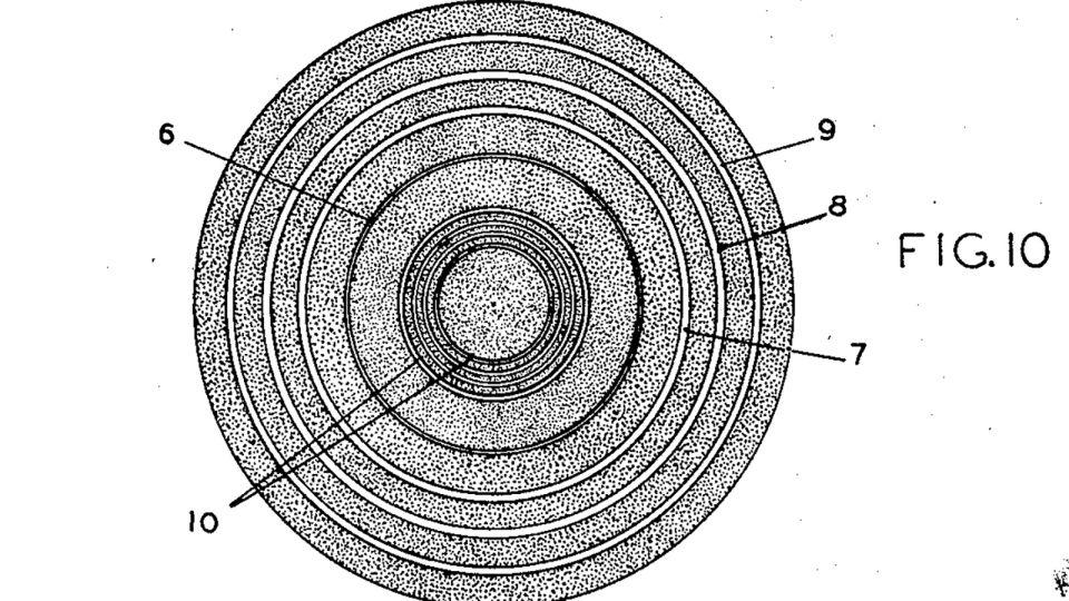 The bull’s-eye barcode introduced in Woodland and Silver’s 1949 patent. - US Patent and Trademark Office