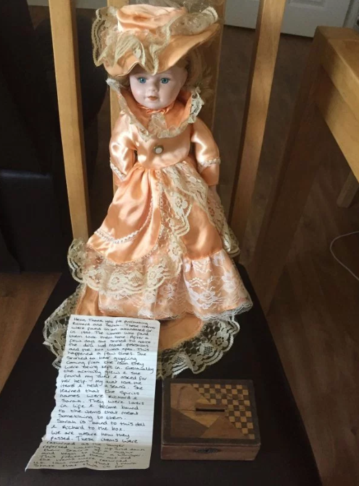 The doll is said to be haunted by Sarah, while her lover Richard haunts the box. Photo: Supplied
