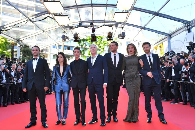 Cast and director of French docu-drama '120 Beats Per Minute', a favourite with critics at the 70th Cannes film festival