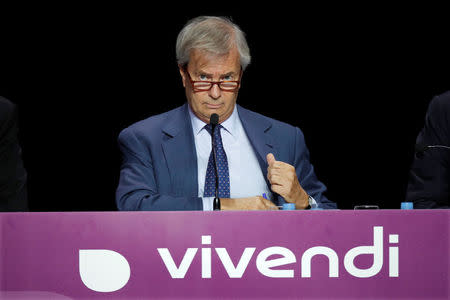 Vincent Bollore, Chairman of the Supervisory Board of media group Vivendi, attends the company's shareholders meeting in Paris, France, April 19, 2018. REUTERS/Charles Platiau