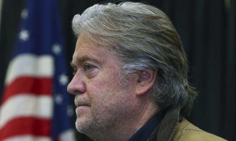 Steve Bannon speaks in Elma, New York.