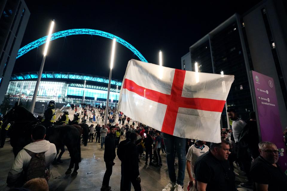 England fans outside Wembley Stadium after England qualified for the Euro 2020 final (PA Wire)