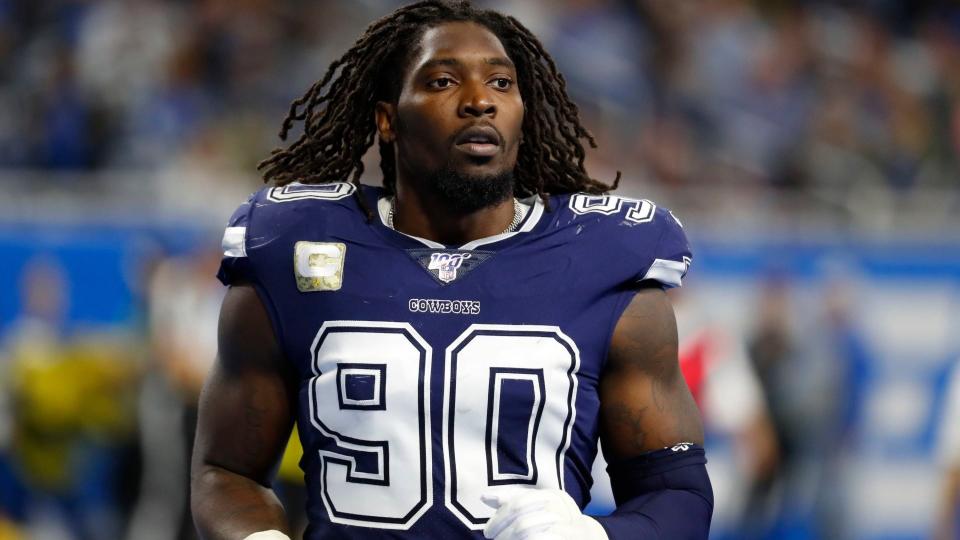 Mandatory Credit: Photo by Paul Sancya/AP/Shutterstock (10477654ql)Dallas Cowboys defensive end Demarcus Lawrence plays against the Detroit Lions during an NFL football game in DetroitCowboys Lions Football, Detroit, USA - 17 Nov 2019.