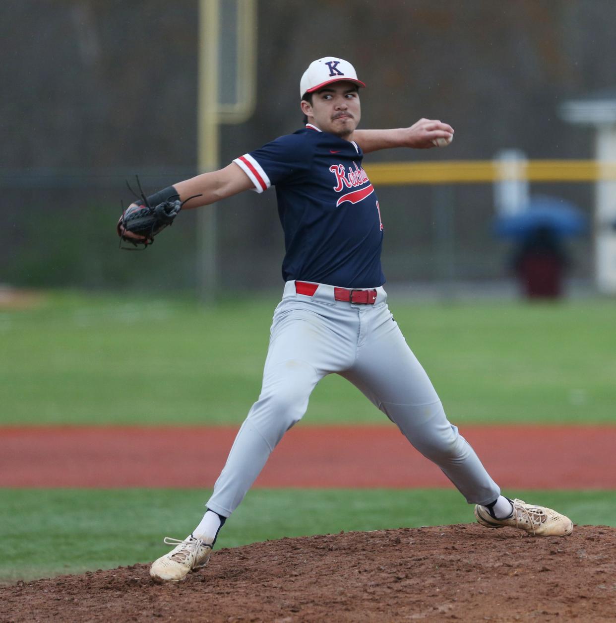 Roy C. Ketcham's Connor Durkin pitches during a game versus Arlington on April 17, 2024.