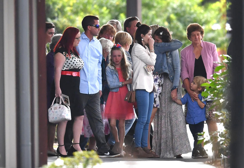 Family and friends seen at Indie Armstrong's funeral in Buderim