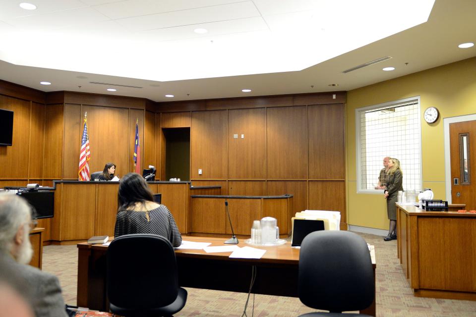 Buncombe County District Judge Julie M. Kepple, left, presides over a court session in this file photo.