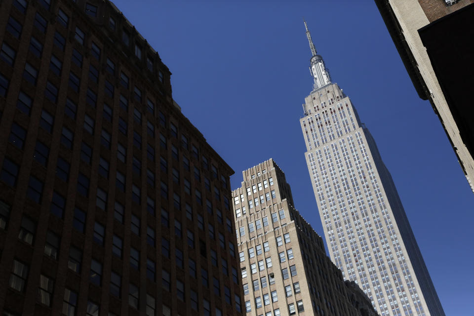 FILE - The Empire State Building, Wednesday, March 9, 2016 in New York. The ground rumbled Friday, April 5, 2024, beneath New York City, home to famous skyscrapers like the Empire State Building and One World Trade Center. Though buildings that can reach above 100 stories might seem especially vulnerable to earthquakes, engineering experts say they're built with enough flexibility to withstand them. (AP Photo/Mark Lennihan, File)