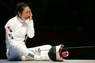 <p>South Korean épée fencer Shin Lam had a one-point lead over German Britta Heidemann in the semifinal match-up when the clock accidentally gave the German a split-second advantage. The time glitch was enough to essentially give Heidemann the victory over Lam, and then―since the official rules of fencing state that once you leave the mat you accept the result―Lam had to stay on the mat while judges reviewed their appeal...for an hour. Even still, in the end it was ruled a German victory.</p>