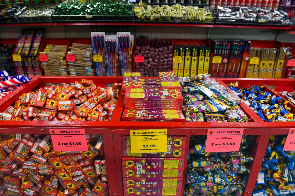 Fireworks at Pyro City fill the aisles on Friday, June 26, 2020, in Sioux Falls.