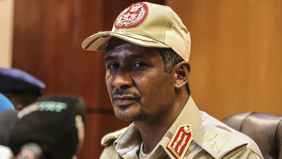 Rapid Support Forces leader Gen. Mohamed Hamdan Dagalo (Hemedti) speaks at a press conference in Khartoum, Sudan, in April 2019. - AP