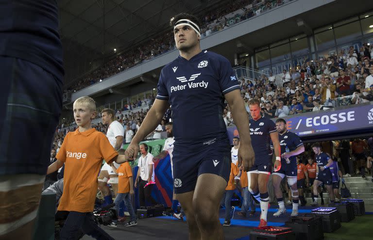 Stuart McInally con la camiseta de Escocia: fue llamado por la lesión de Cherry y luego de la Copa del Mundo se retirará