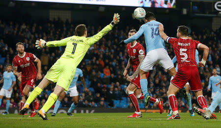 Soccer Football - Carabao Cup Semi Final First Leg - Manchester City vs Bristol City - Etihad Stadium, Manchester, Britain - January 9, 2018 Manchester City's Sergio Aguero scores their second goal REUTERS/Andrew Yates