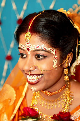 Bride with Face Paint in West Bengal, India