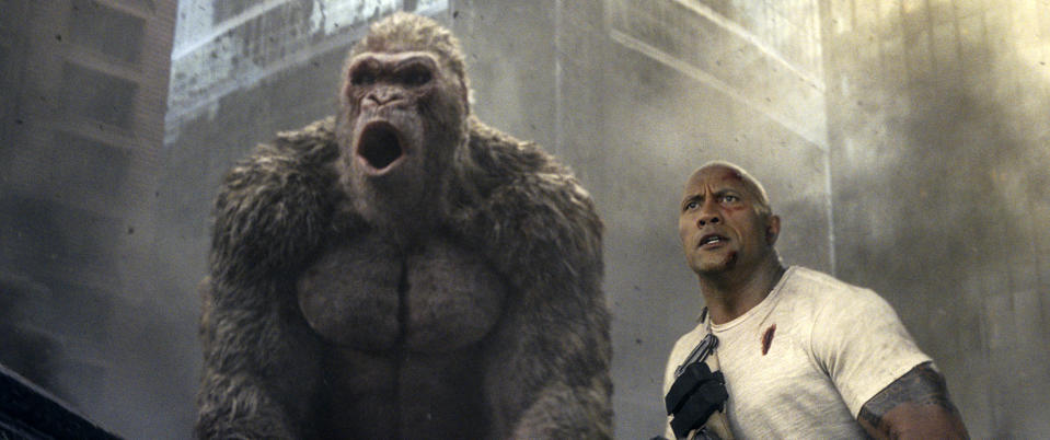 Dwayne Johnson in a scene from <em>Rampage</em>. (Photo: Warner Bros. via AP)
