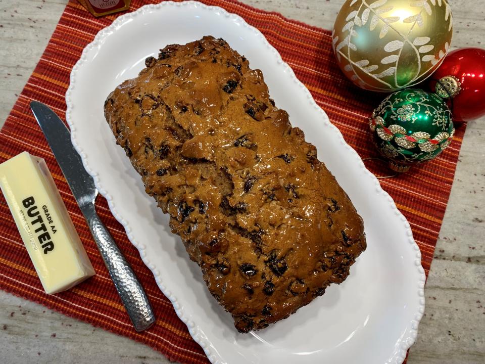 Bara Brith is a traditional Welsh bread made with dried fruit and tea.