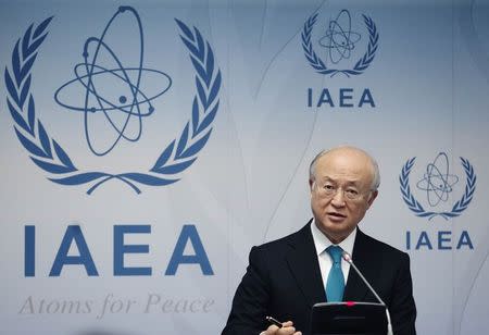 International Atomic Energy Agency (IAEA) Director General Yukiya Amano addresses a news conference after a board of governors meeting at the IAEA headquarters in Vienna June 2, 2014. REUTERS/Heinz-Peter Bader