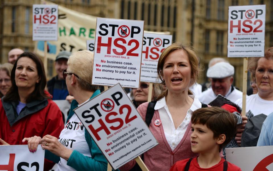 HS2 protest in London - Credit: EPA/ANDY RAIN