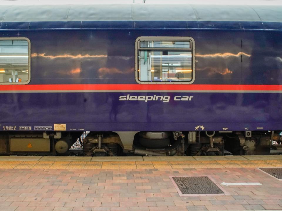 A Nightjet sleeper car arrives in Venice, Italy, in 2022.