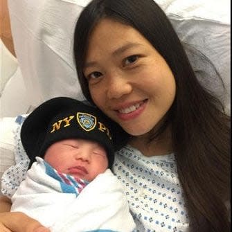 Pei Xia Chen with her newborn daughter, Angelina, known as Angel - NYPD