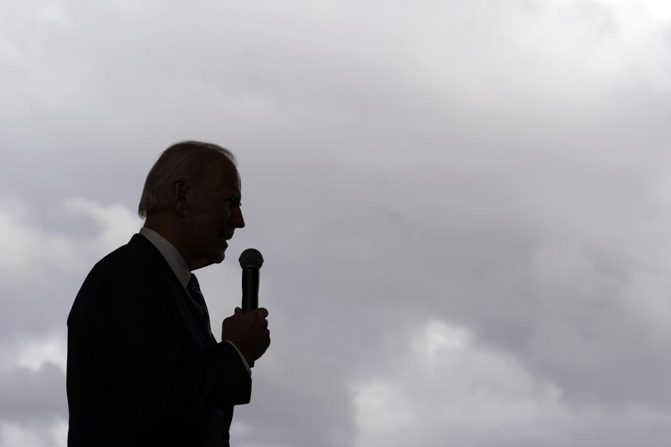 President Joe Biden speaks about his economic agenda after touring the building site for a new computer chip plant for Taiwan Semiconductor Manufacturing Company, Tuesday, Dec. 6, 2022, in Phoenix. (AP Photo/Patrick Semansky)