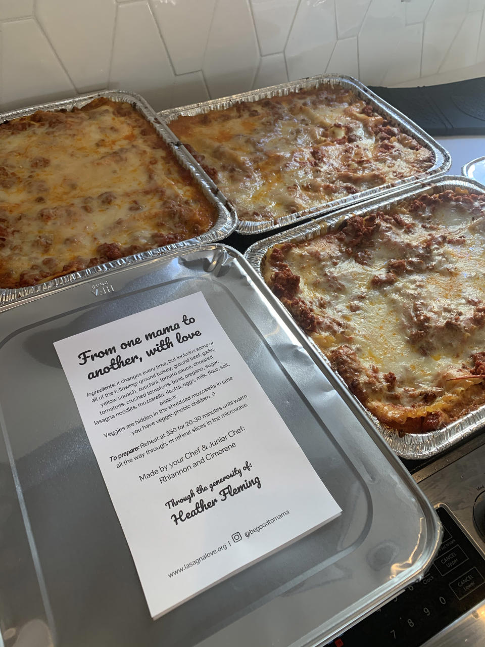 Anyone can sign up to be a Lasagna Mama or to receive a lasagna from one. (Lasagna Mamas)