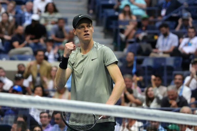 Final push: Jannik Sinner celebrates a point during his win over Jack Draper (TIMOTHY A. CLARY)