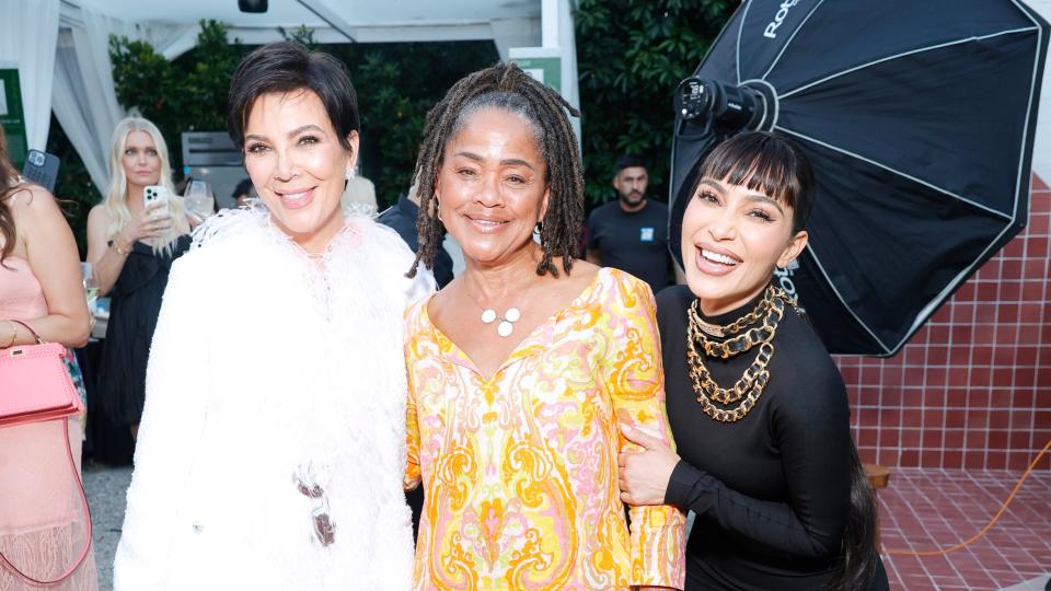 Prince Harry and Meghan Markle Kardashians  - (L-R) Kris Jenner, Doria Ragland, and Kim Kardashian attend the TIAH 5th Anniversary Soiree at Private Residence on August 26, 2023 in Los Angeles, California.