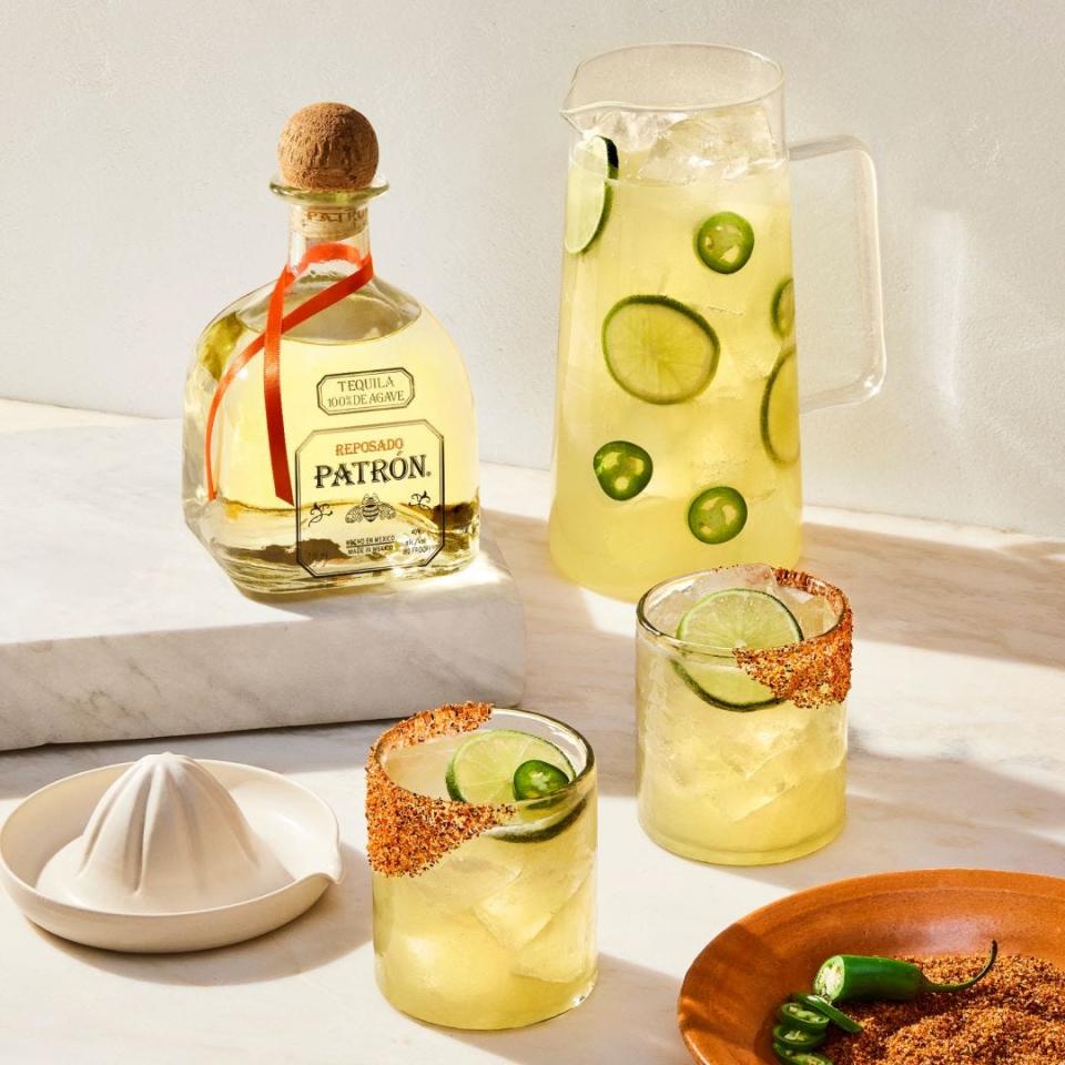 The Patrón Spicy Margarita is made with jalapeño peppers and Tajin seasoning.