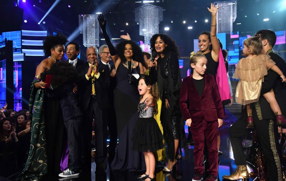 The music legend was joined by her family on stage as she accepted her Lifetime Achievement Award. Source: Getty