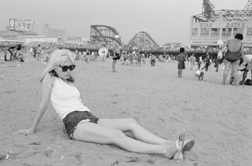 Debbie Harry of Blondie on the beach at Coney Island (Photo by Roberta Bayley/Redferns)